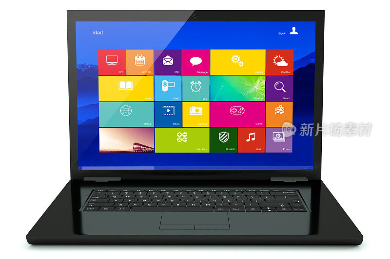 Black laptop with icon